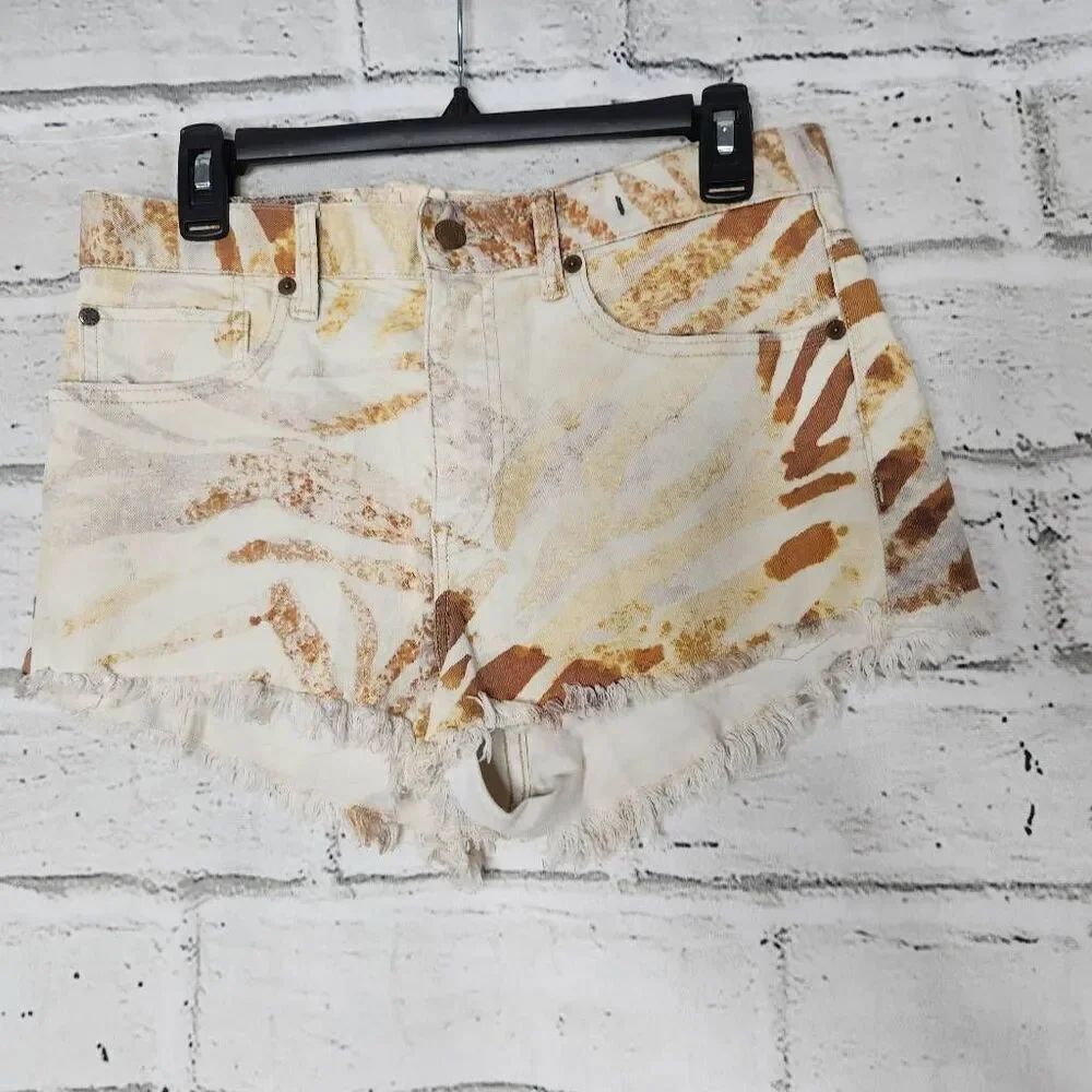 Vintage Denim & Supply Ralph Lauren Womens Cream Orange Cut-Off Shorts Size 28